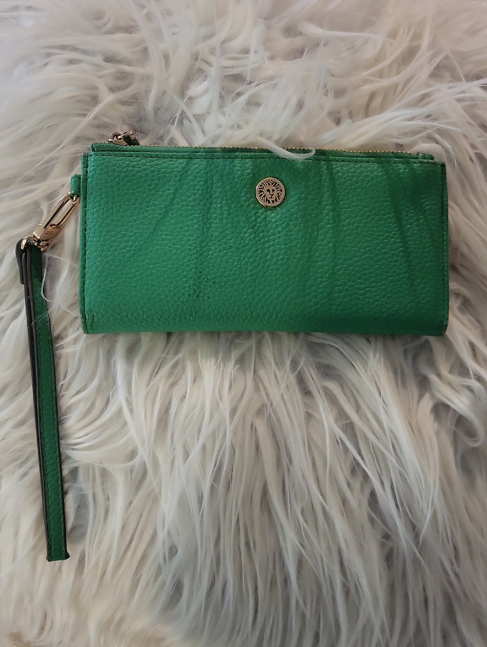 Anne Klein Kelly Green Wristlet Wallet with Gold Accent - 💚